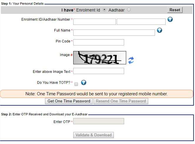 Change or update Online Aadhaar Card Mobile Linked Number